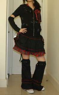 black & red mini skirt & leg warmers goth punk rock  