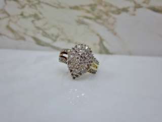  BAGUETTE PEAR CHAMPAGNE DIAMOND COCKTAIL RING 10K YELLOW GOLD  
