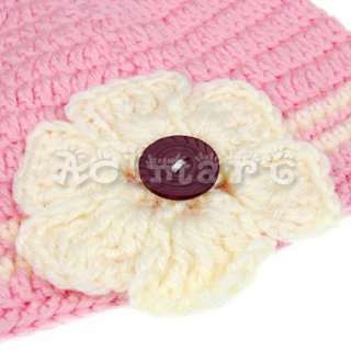 toddler baby girl cute flower kufi knit beanie hat cap  