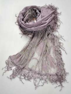 Gentle Cotton Elegant Womens Dress Scarf Shawl Amazing Lace Edging 4 