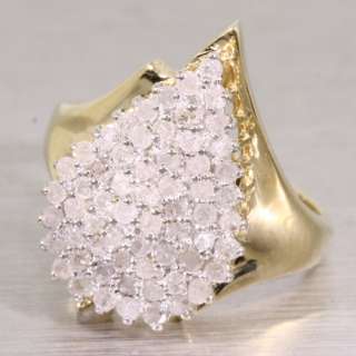   Diamond Cluster 10K Yellow Gold Vintage Estate Fashion Ring  