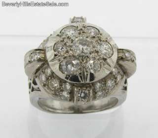 Extraordinary 3.3C Diamonds 18k WG Antique Art Deco Ring  