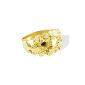  New Solid 14k Yellow Gold Mens Nugget Fashion Band Ring Jewelry