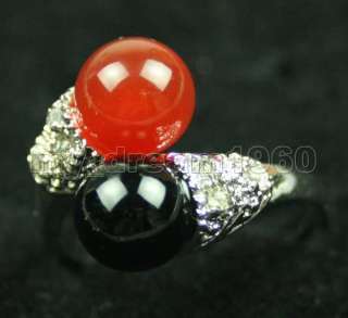 Fashion Design Red Black Jade Ring 9 size  