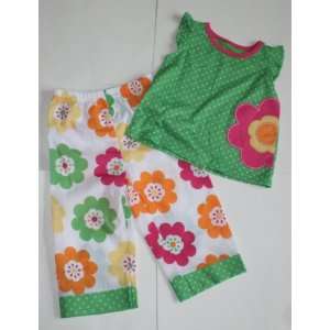   Infant Girls 2 Piece Pajama Set Size 18 Months   Green/Floral Baby