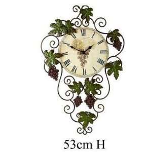  Art Deco Art Nouveau French Wall Clock Metal With Grapes 