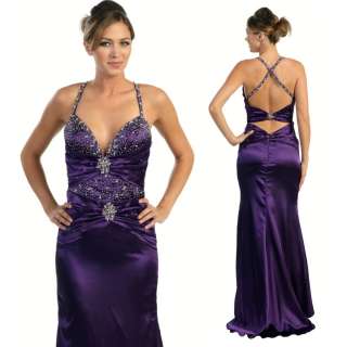 Long Formal Evening Prom Dress Party Gown Criss Cross Open Back XS S M 