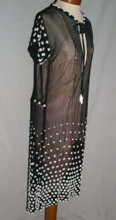 1920s Heavily Beaded Black Silk Chiffon Flapper Dress b  41
