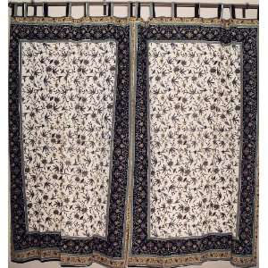  2 Trendy Handmade Sari Curtains Floral Cotton Fabric 