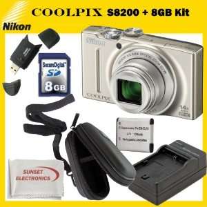  Coolpix S8200 16.1 MP Digital Camera (Silver) with SSE Gift Package 