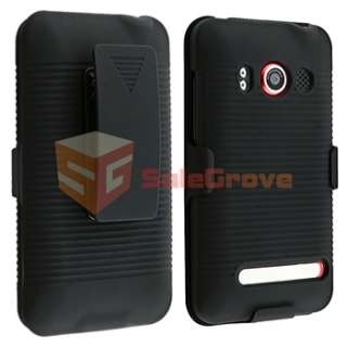 Black Rubber Hard Swivel Holster Case+Privacy Film+Charger For Sprint 