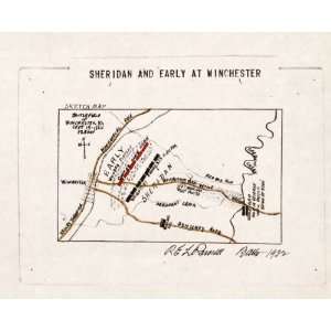    1864 Civil War map of 3rd Battle of Winchester, VA