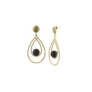  Matte Vermeil Onyx Ball Teardrop Earrings Jewelry