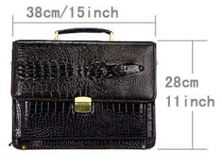 Mens fashion leather handbag crocodilian alligator shoulder bag 