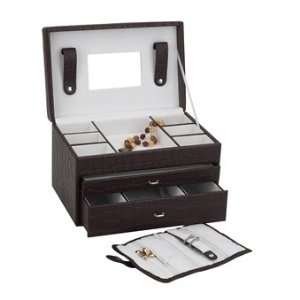   Morgan Jewelry Chest with jewelry roll, Dk. Chocolate/Cream Home