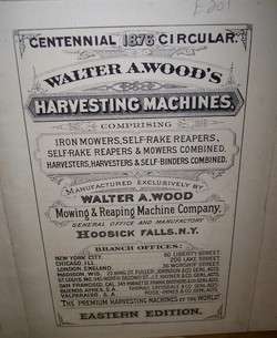 1876 Walter A. Wood Advertising Brochure, Framed  