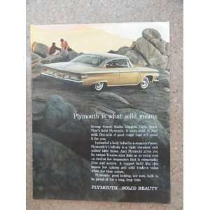 1961 Plymouth, Vintage 60s full page print ad. (gold car/man,woman on 