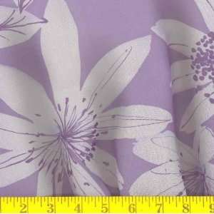  58 Wide Printed Chiffon Lilies Lavender/White Fabric By 