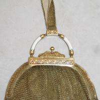 14k Solid YG Gold Mesh Enameled French Victorian Purse  