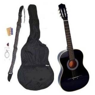 38 Inch Student Beginner Black Acoustic Guitar with Carrying Case 