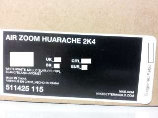 511425 115] Mens Nike Air Zoom Huarache 2k4 Kobe Basketball White 