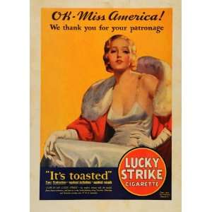   Cigarettes Luckies Miss America   Original Print Ad