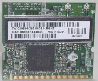 Dell Inspiron 600m Mini PCI Wireless Card J0846  