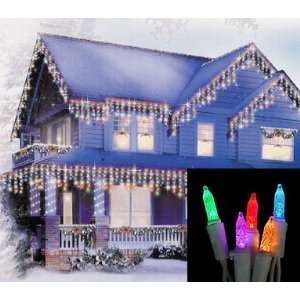   Multi Color M5 Icicle Christmas Lights   White Wire