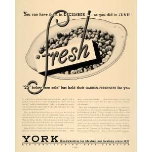  1936 Ad Birds Eye Frosted Peas Refrigeration York Ice 