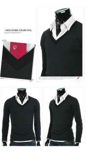 Mens V Neck Sweater Shirts NWT Black Gray S M (BG026) 076783016996 