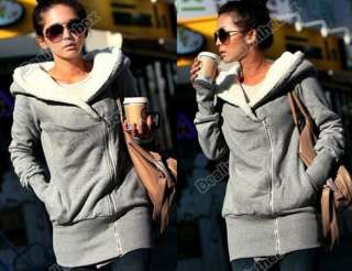 Korea Women Hoodie Jacket Coat Warm Outerwear hooded Zip 4 Sizes two 