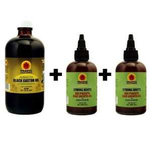   8oz & 2 Packs of Strong Roots Red Pimento Hair Growth Oil 4 Oz Beauty
