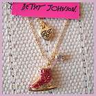 New 16 Betsey Johnson Pendant Necklace Gift FS Gold Tone Rhinestone 