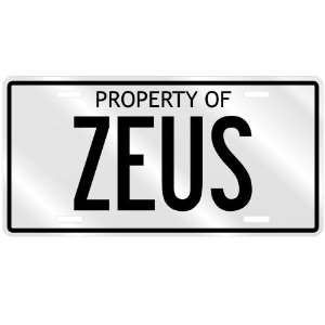  NEW  PROPERTY OF ZEUS  LICENSE PLATE SIGN NAME