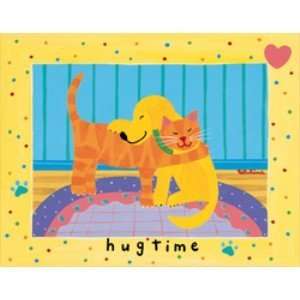 Hug Time (Dog w/Cat) 20x16, Framed Canvas 