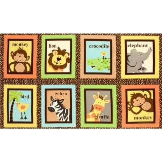 44 Wide Safari Tots Animal Block Brown Fabric By The Panel
