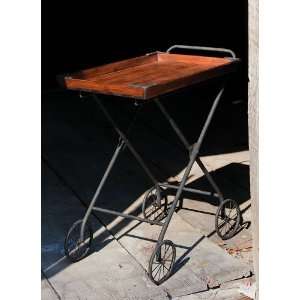  Metal/Wood Cart with Tray Furniture & Decor