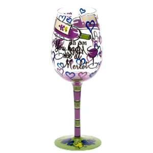 You Had Me At Merlot Hand Painted Wine Glass, Set of 2  