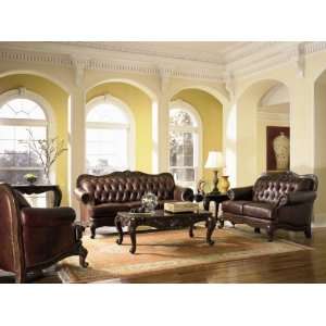 Victoria 100% Top Grain Leather 3PC Living Room Group  