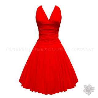 RED MARILYN MONROE 50S COCKTAIL PROM SWING DRESS 8 16  