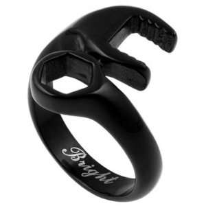   316L Black Stainless Steel Wrench Mechanic Design Ring (14) Jewelry
