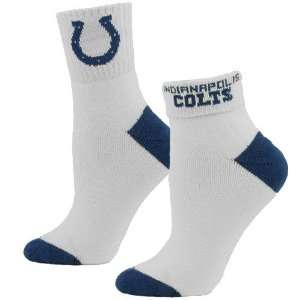  Indianapolis Colts Ladies White Royal Blue Roll Socks 