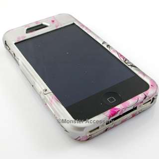 Protect your Apple iPhone 4 with Pink Flowers Rubberized Hard Case