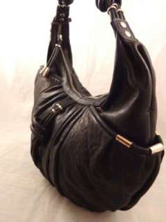 NWT Junior Drake SHELBY BLACK Italian Leather Handbag Purse Hobo 