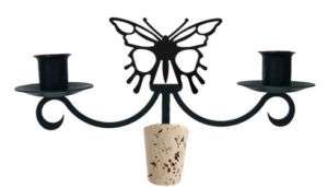 Wrought Iron BUTTERFLY Candle Candelabra Wine Bottle  