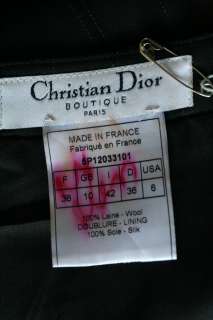 CHRISTIAN DIOR Black Pinstripe Knee Fishtail Skirt 6/42  