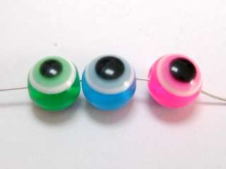 500 Mixed Colour Acrylic Evil Eye Ball Round Beads 10mm  