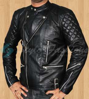 Punk Brando Bikers Motorcycle Black Racer Leather Jacket  