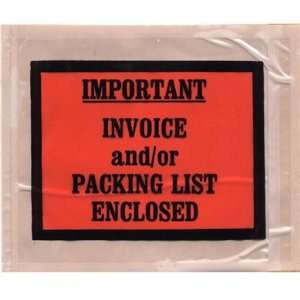  4 1/2 x 5 1/2 Important Invoice Packing List Envelopes 