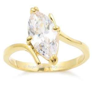   GOLD CZ RINGS   Marquise Cut Gold Plated CZ Engagement Ring Jewelry